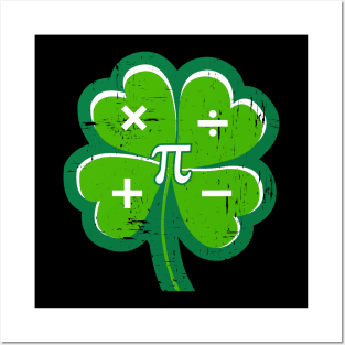 Irish Math Teacher Vintage Shamrock St Patricks Day Posters and Art